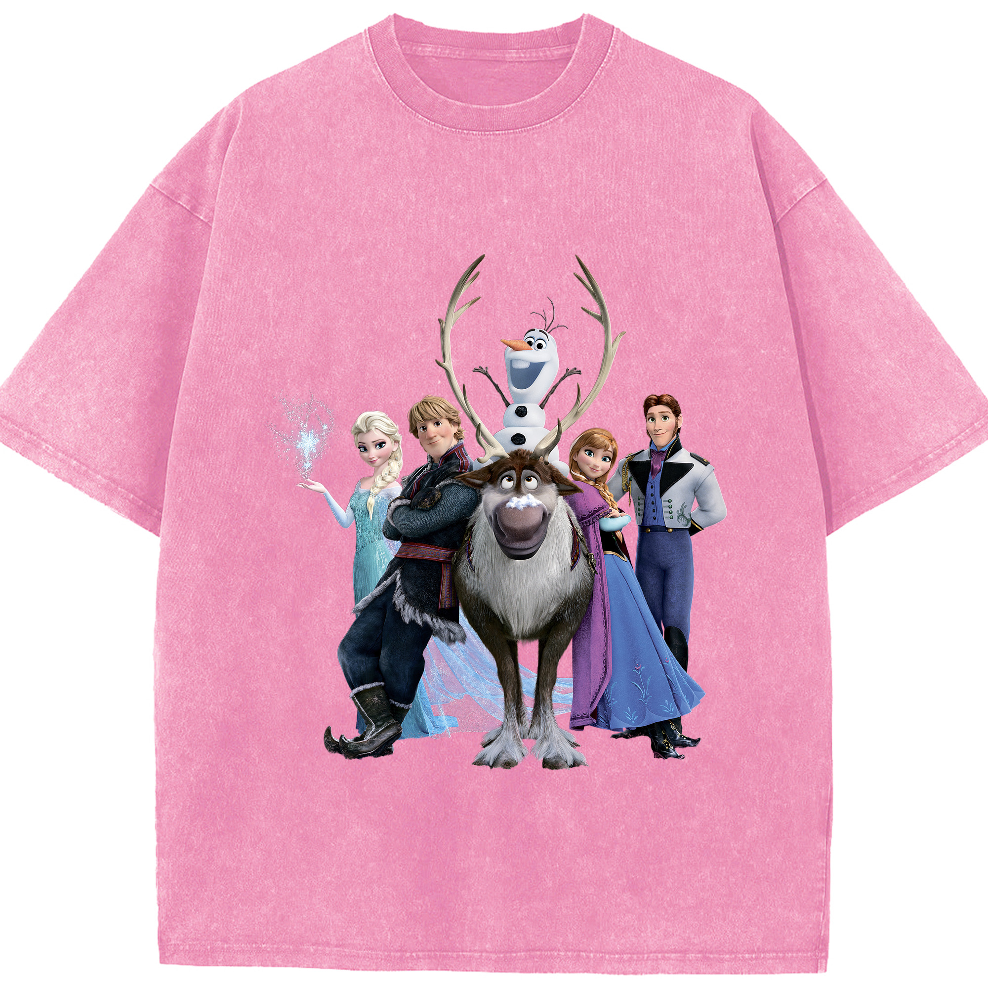 （画像用） アナと雪の女王 アンナ エルサ Frozen Anna Elsa 綿100% ヴィンテージ風 半袖Tシャツ（フロントプリント）